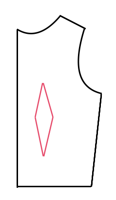 Zeichnung eines Taillenabnähers