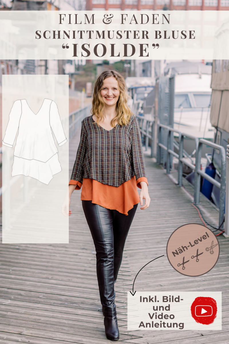 Stilisch und Individuell – die Bluse „Isolde“! Eine Bluse, die nicht nur Stil verkörpert, sondern auch Komfort und Individualität bietet. Ob ganz klassisch einfarbig oder ein wilder Mix aus Stoffen und Farben - mit "Isolde" kannst du deiner kreativen Ader freien Lauf lassen! Auf fast 40 Seiten erkläre ich dir anhand zahlreicher Bilder wie du deine Bluse nähen kannst. Und wem das nicht ausreicht, der kann sich noch ganz entspannt die passende Youbtube-Video-Anleitung anschauen. Mein Ziel ist es, dass du auf jeden Fall zum Schluss stolz deine eigene genähte Bluse tragen kannst!